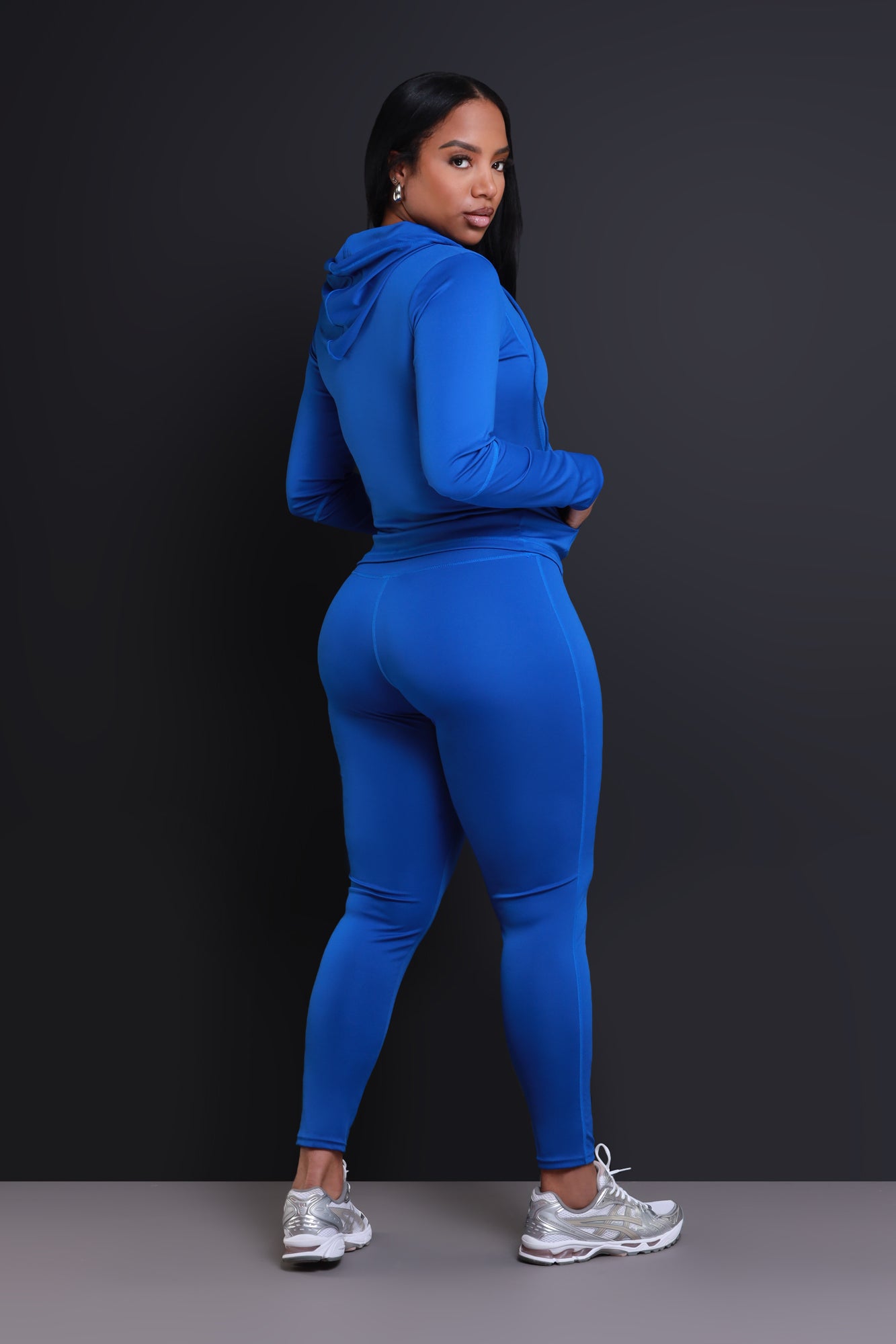 Spill The Tea Three Piece Cropped Athletic Set - Royal Blue - Swank A Posh