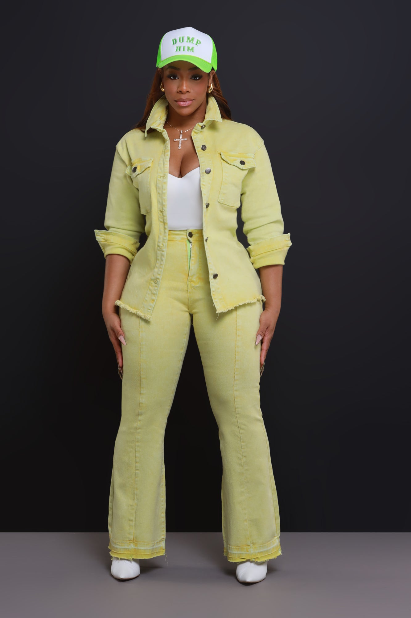 Access Denied High Rise Flare Leg Jeans - Green - Swank A Posh