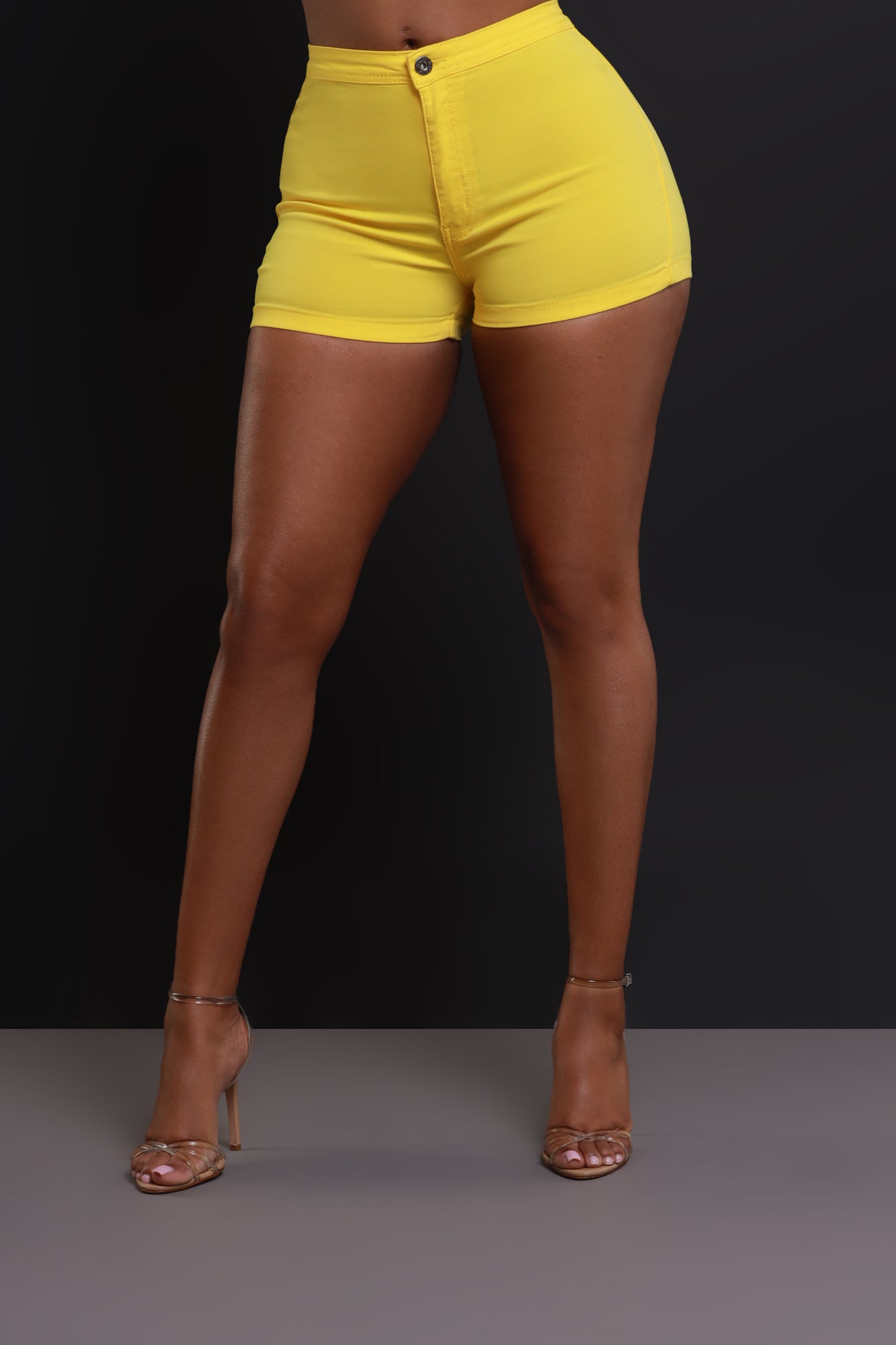 Ace High Waist Stretchy Shorts - Yellow - Swank A Posh