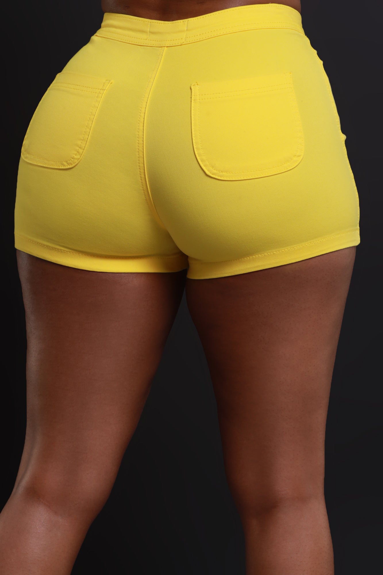 Ace High Waist Stretchy Shorts - Yellow - Swank A Posh