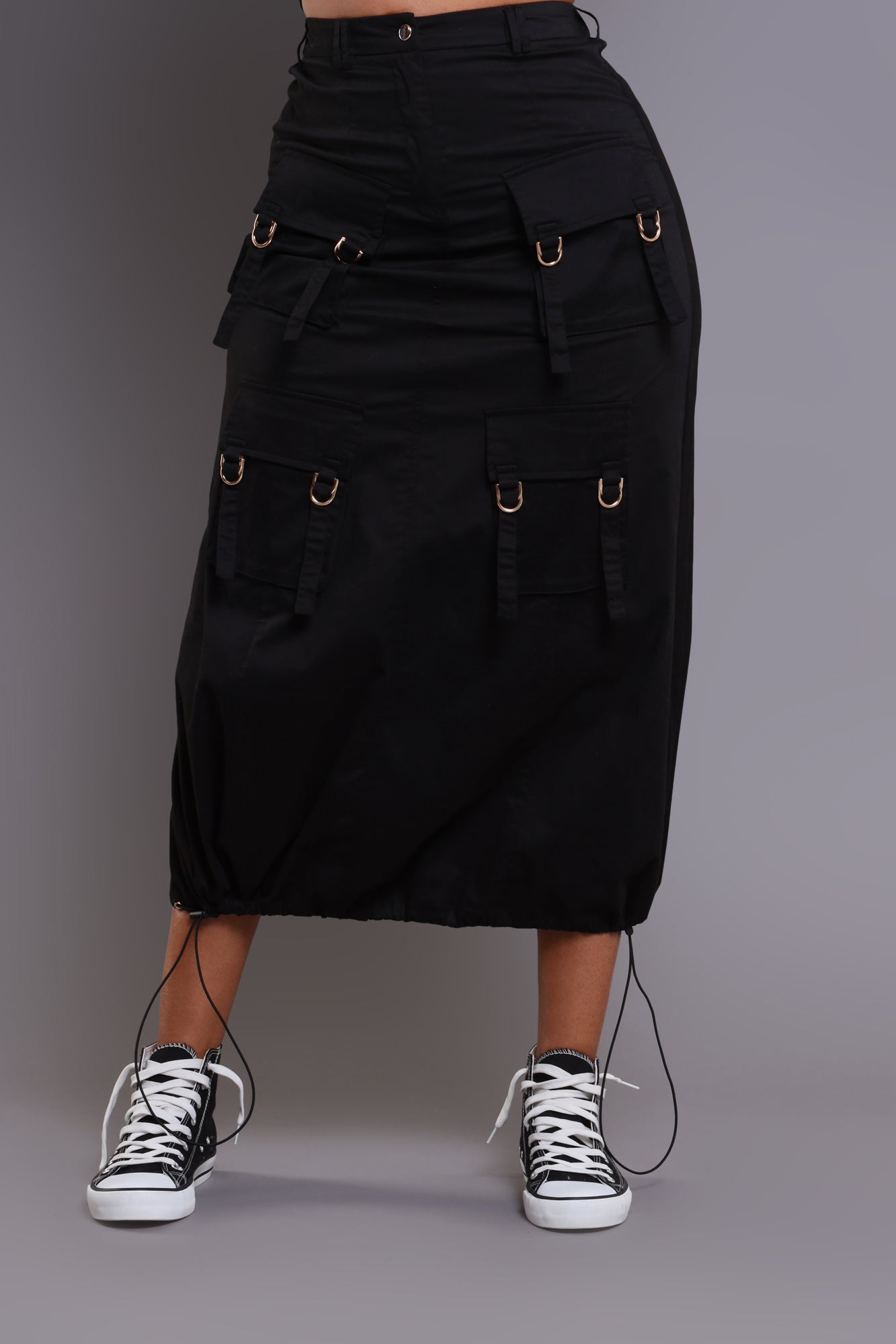 Safe & Sound Cargo Midi Skirt - Black - Swank A Posh