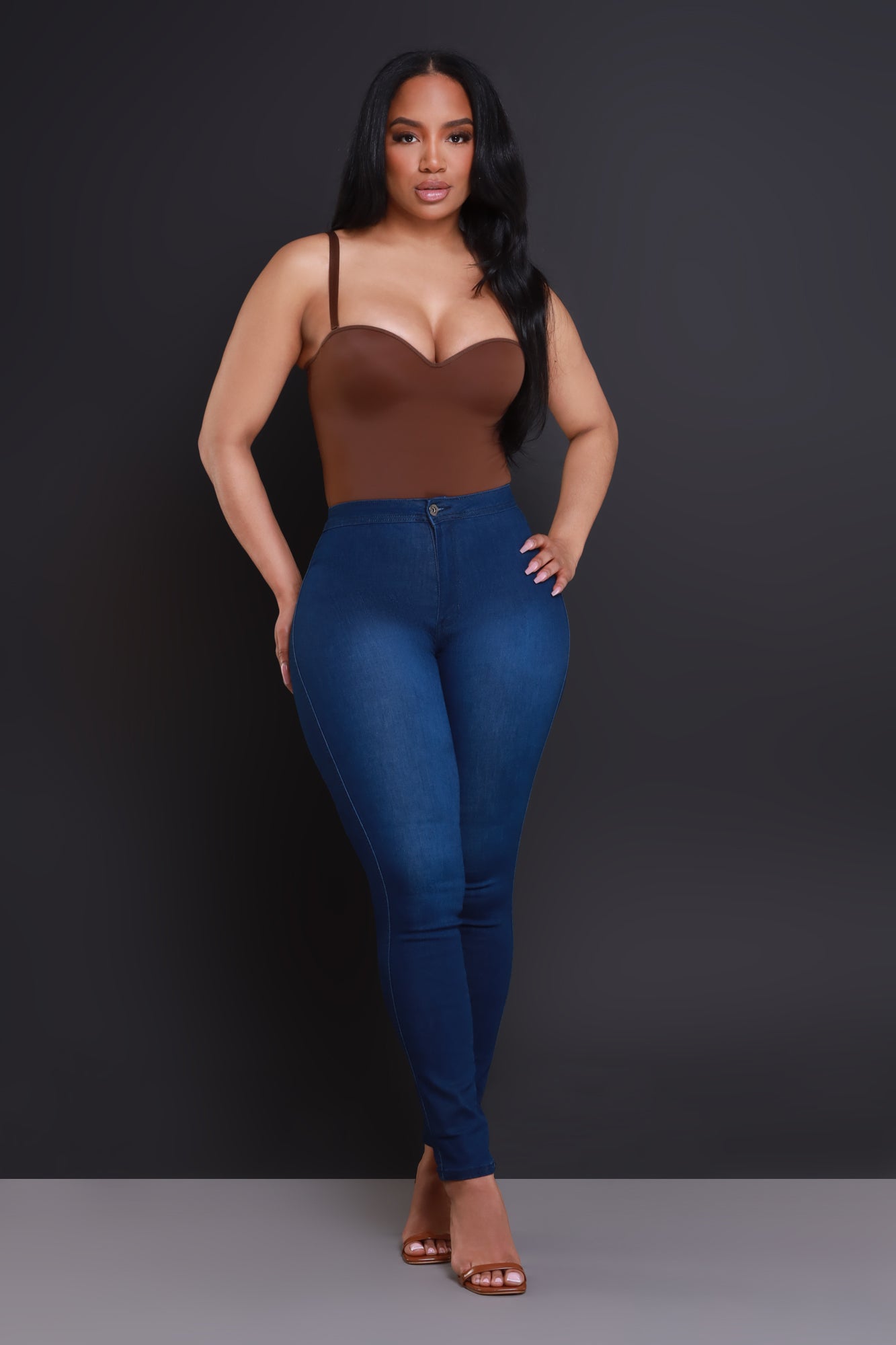 $1 JEANS SIZE SMALL ONLY‼️ Super Swank High Waist Stretchy Jeans - Dark Wash Denim - Swank A Posh