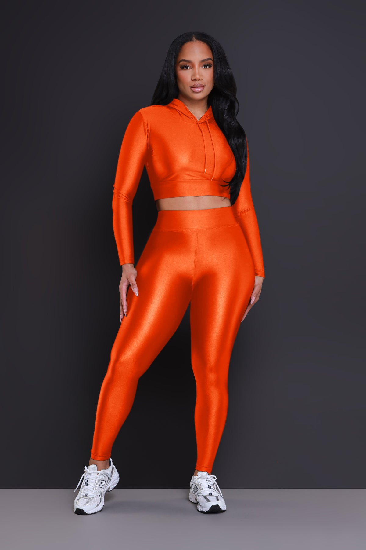 
              Big Ego Cropped Hooded Legging Set - Neon Orange - Swank A Posh
            