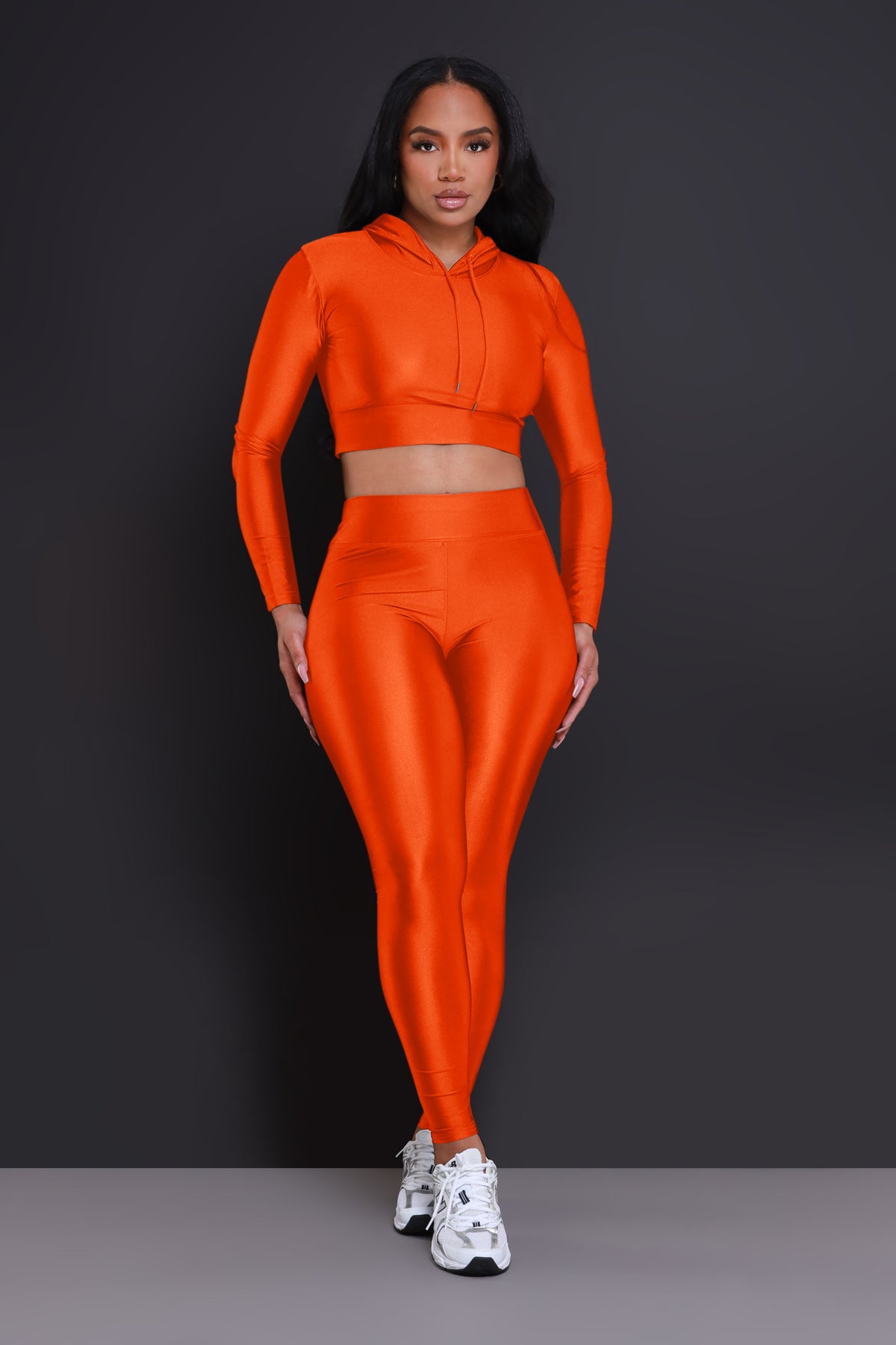 
              Big Ego Cropped Hooded Legging Set - Neon Orange - Swank A Posh
            