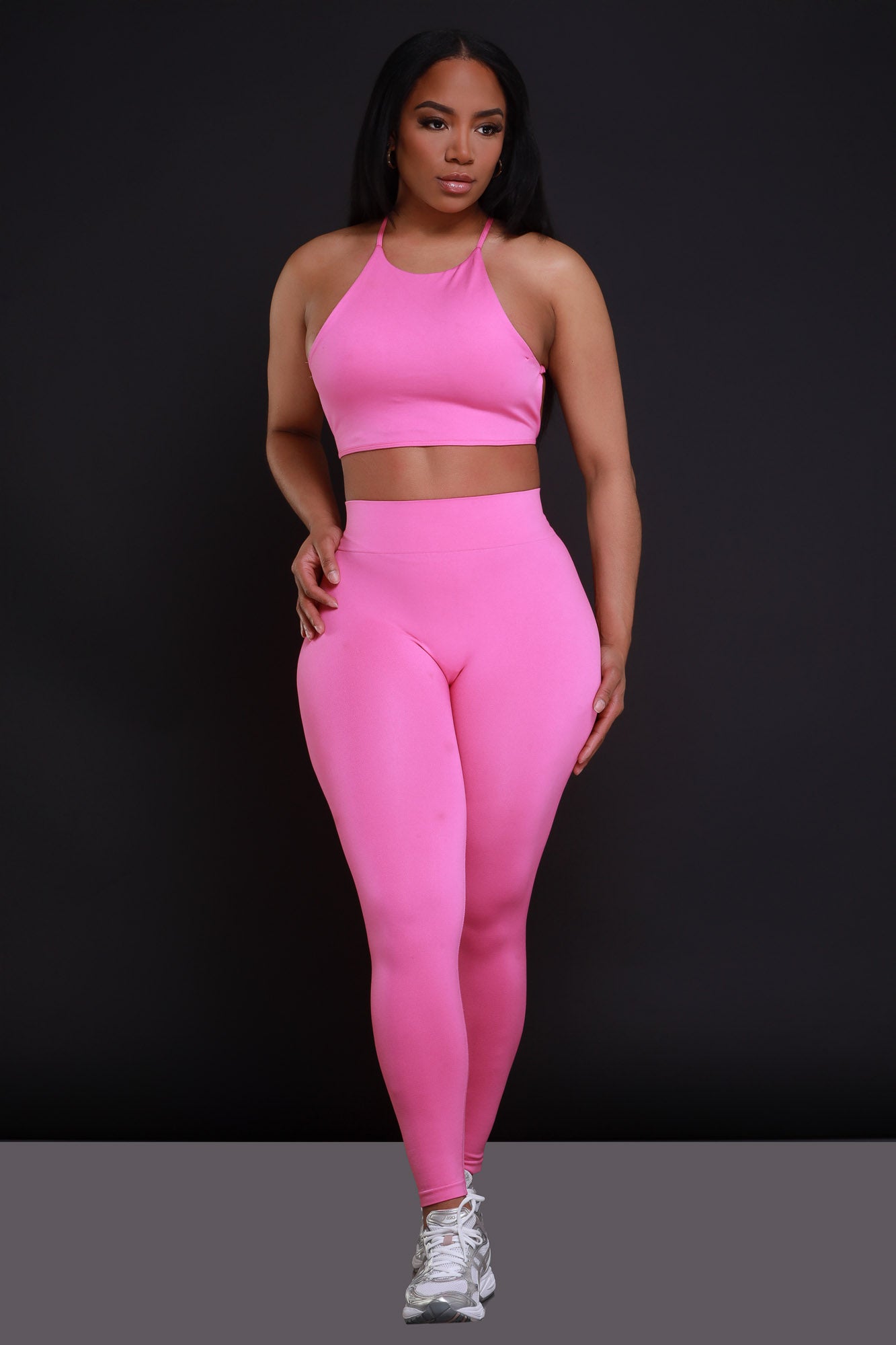 Sold Out NUW Open Back Legging Set - Pink - Swank A Posh