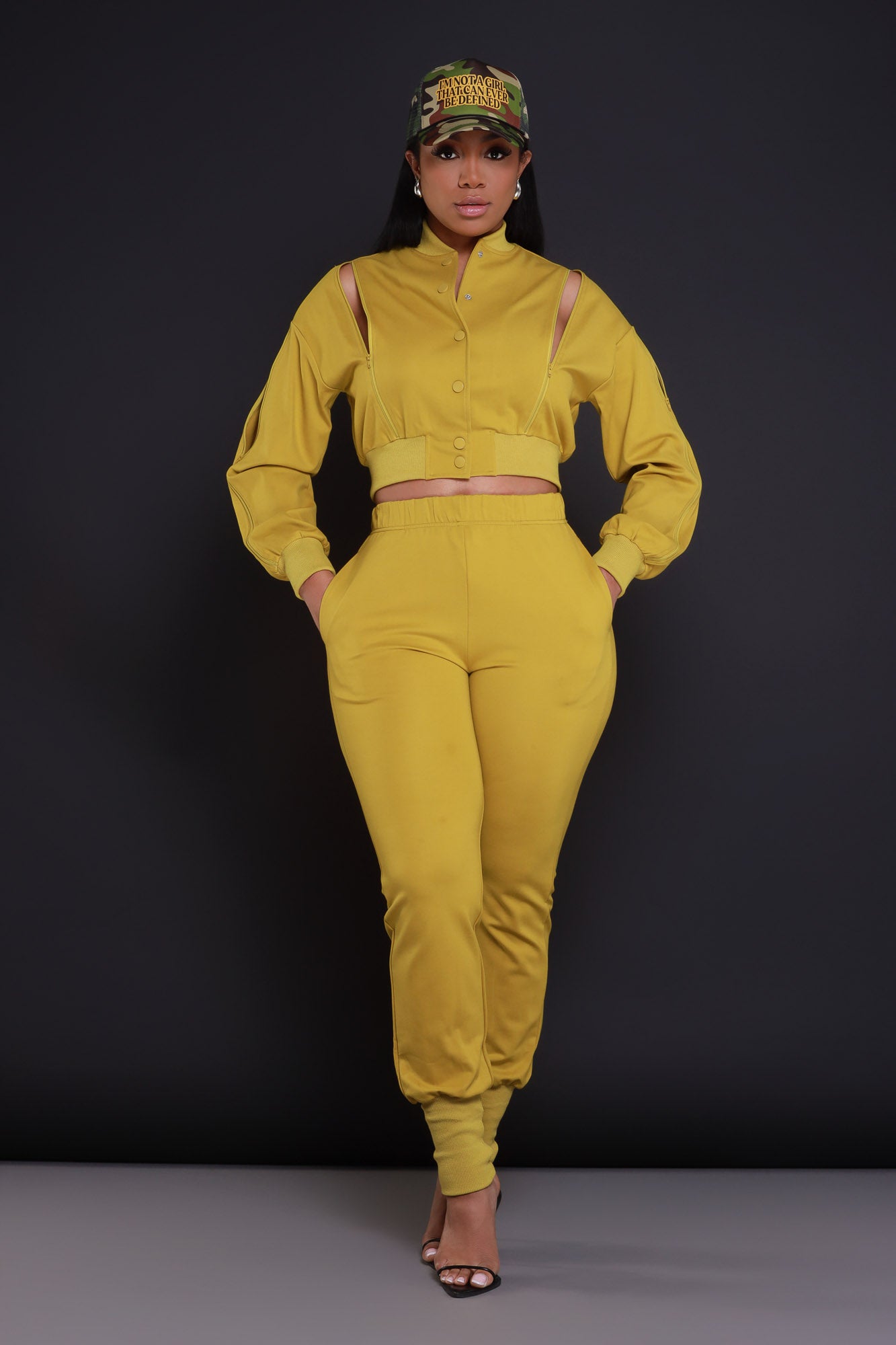 Top Priority Zippered Cropped Jogger Set - Kiwi Lime - Swank A Posh