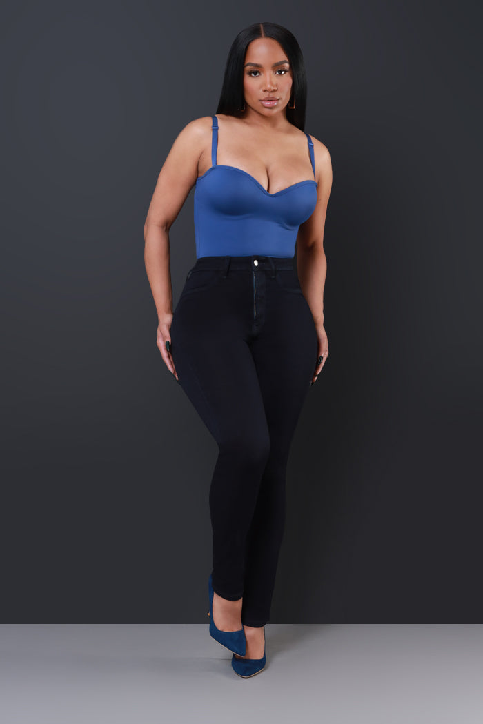 Super Swank High Rise Belt Loop Stretchy Skinny Jeans - Midnight Wash Denim No.280 - Swank A Posh