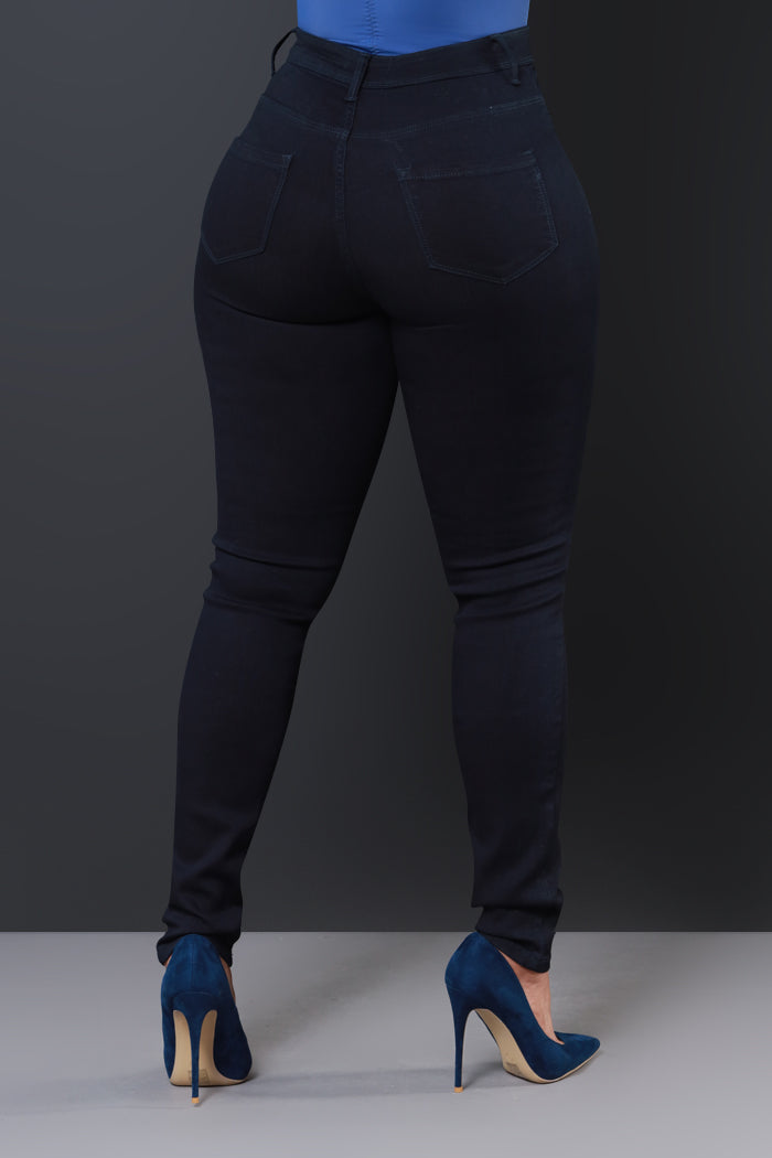 Super Swank High Rise Belt Loop Stretchy Skinny Jeans - Midnight Wash Denim No.280 - Swank A Posh