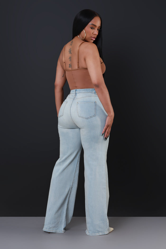 Finish Up High Rise Wide Flare Jeans - Vintage Light Wash - Swank A Posh