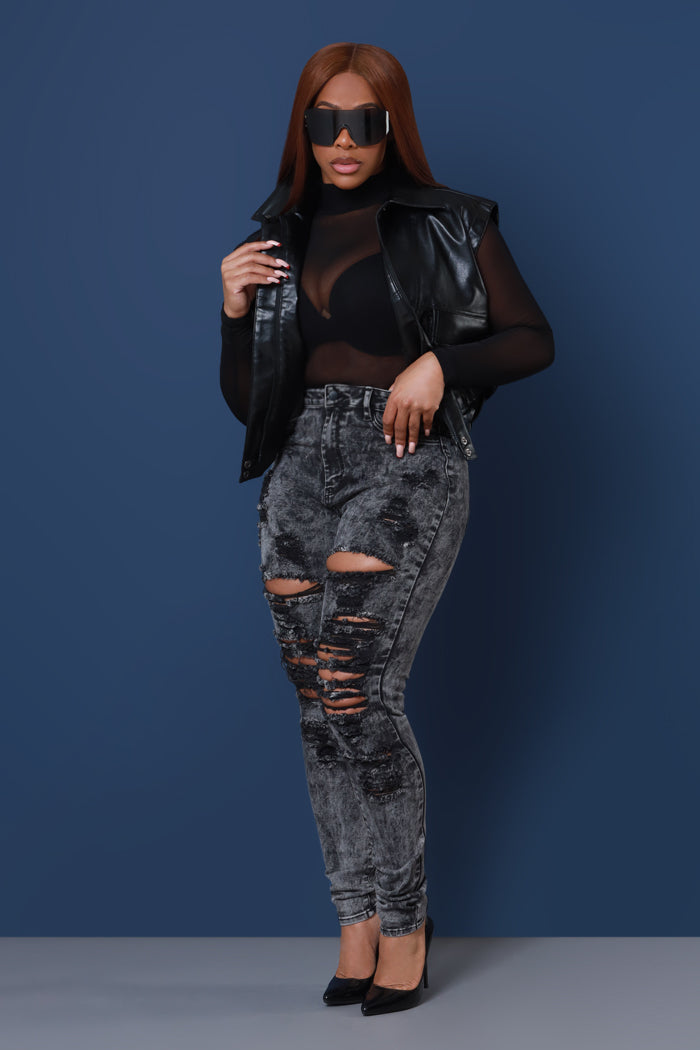 Buzzworthy High Rise Skinny Jeans - Black Mineral Wash - Swank A Posh