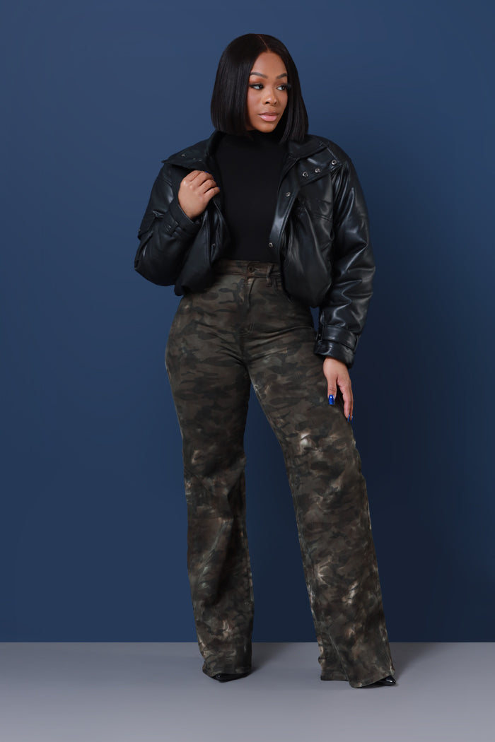 Start To Finish High Rise Wide Leg Cargo Pants - Camo - Swank A Posh