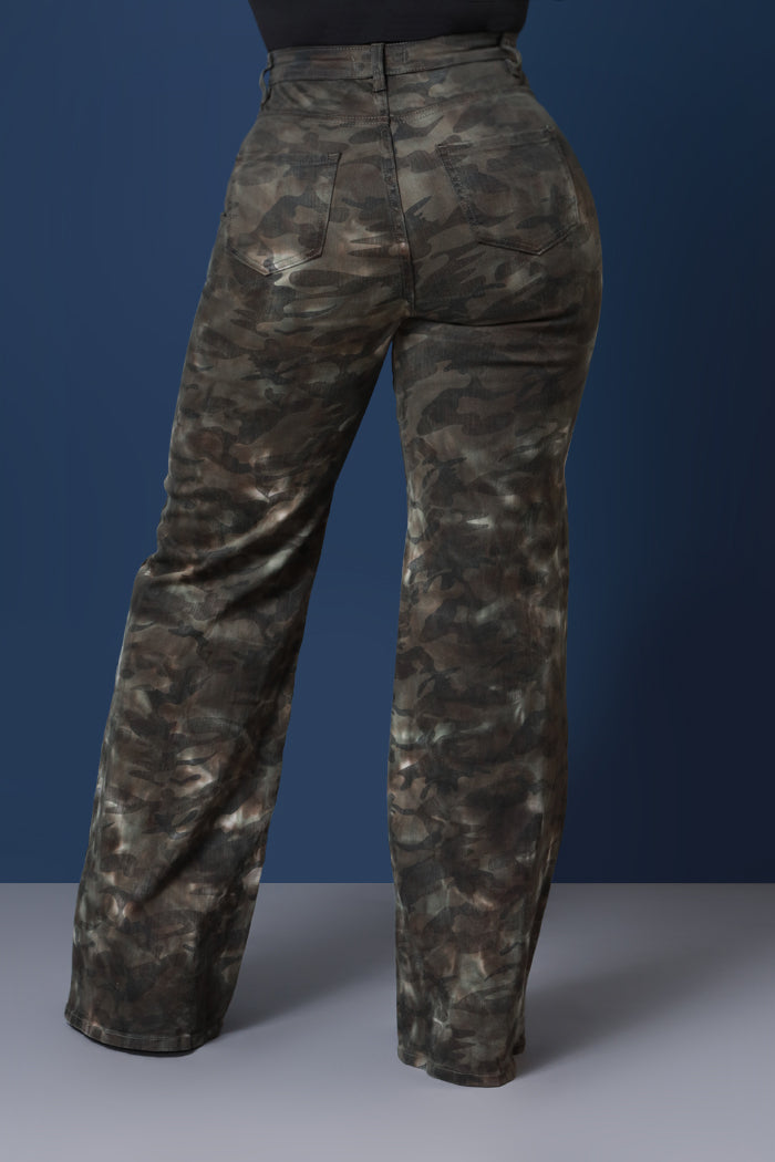 Start To Finish High Rise Wide Leg Cargo Pants - Camo - Swank A Posh