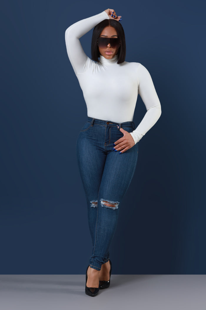 Having It High Rise Stretchy Jeans - Dark Wash - Swank A Posh