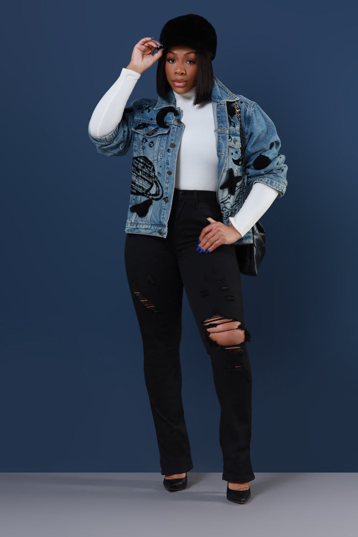 Bonus Round High Rise Distressed Vent Hem Bootcut Jeans - Black - Swank A Posh