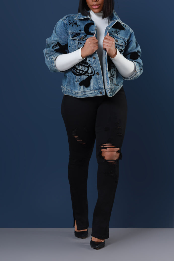 Bonus Round High Rise Distressed Vent Hem Bootcut Jeans - Black - Swank A Posh
