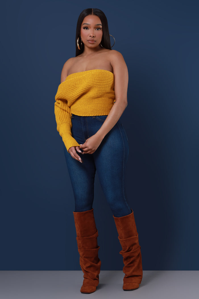Multi Way Wrap Sweater - Gold - Swank A Posh