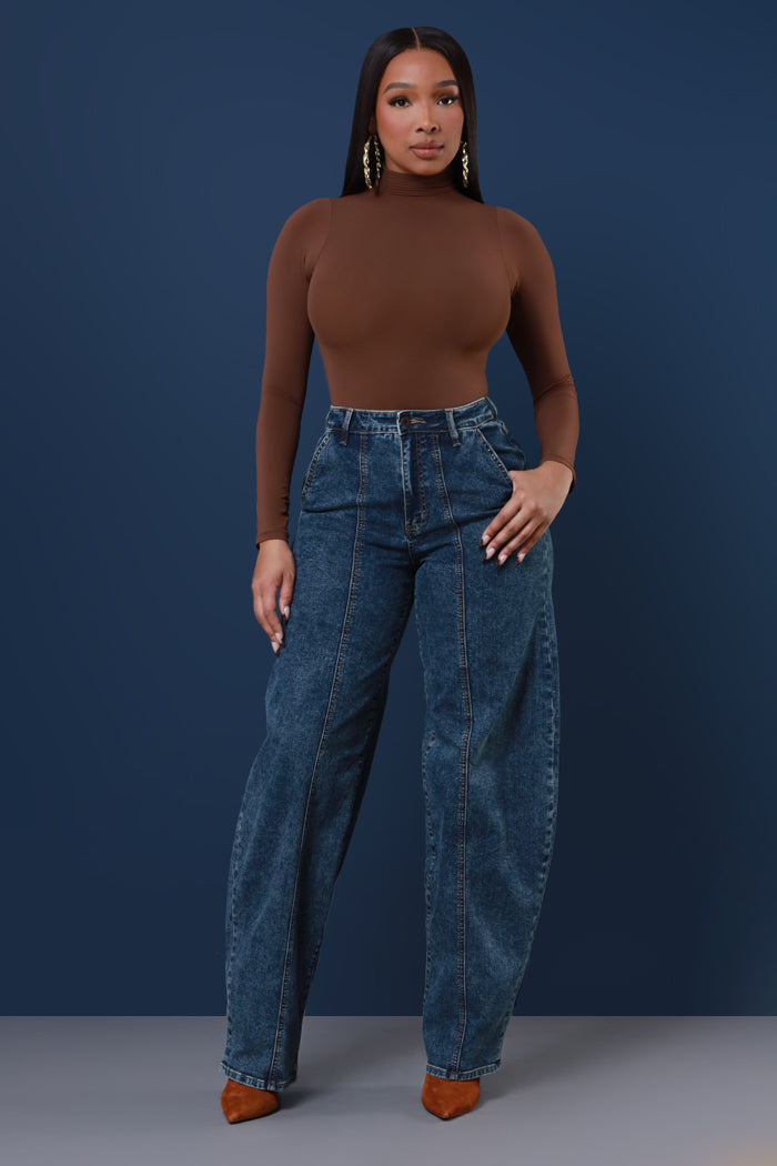 Club Mix High Rise Barrel Jeans - Med Wash - Swank A Posh