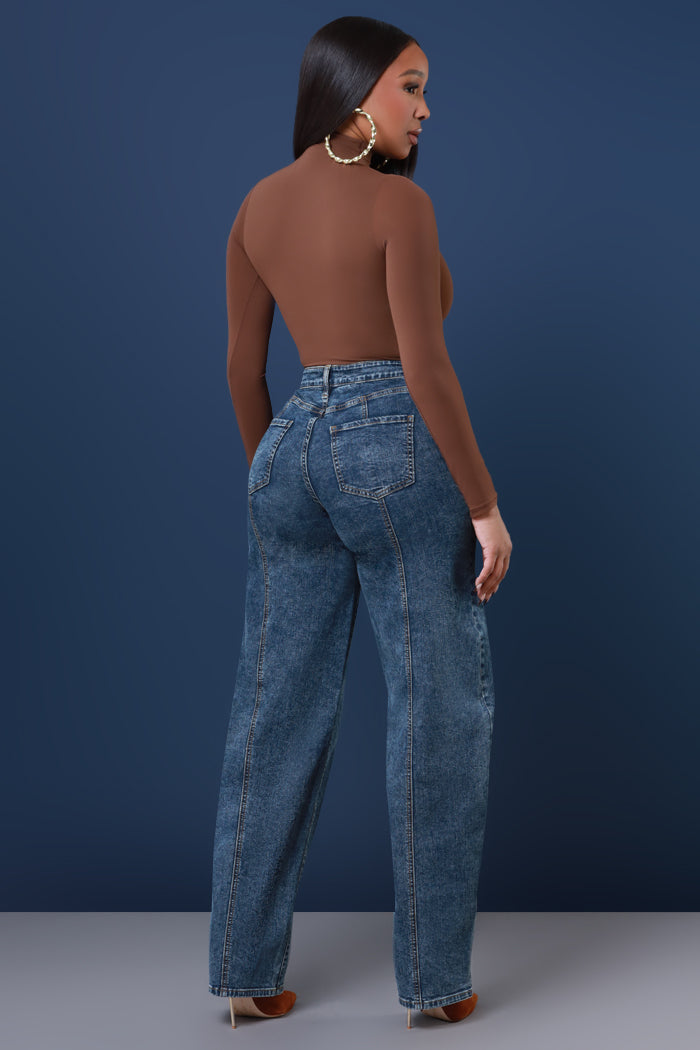 Club Mix High Rise Barrel Jeans - Med Wash - Swank A Posh