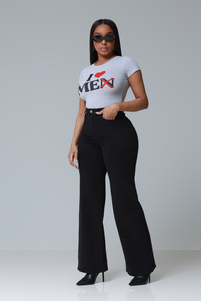 Let's Meet High Rise Wide Flare Jeans - Black - Swank A Posh
