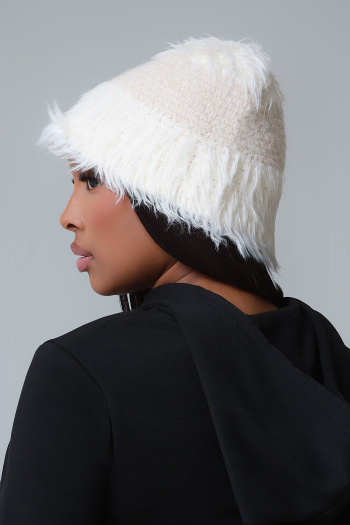 Keep Em Coming Shaggy Striped Beanie Hat - Ivory/Beige - Swank A Posh