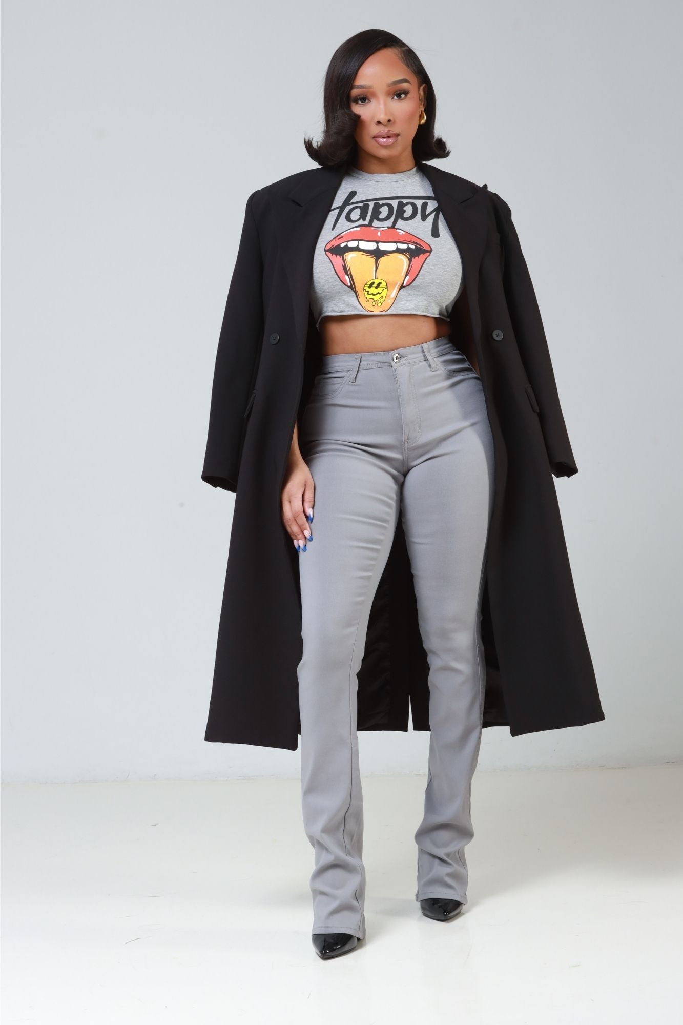 Right Call High Rise Stacked Bootcut Jeans - Grey - Swank A Posh