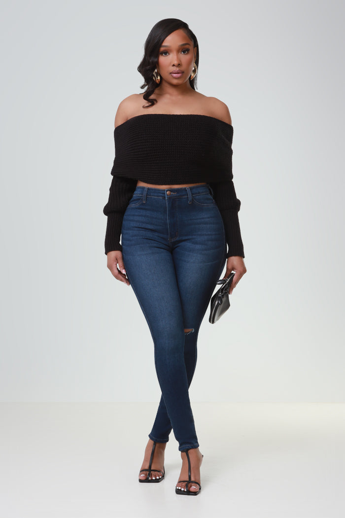 Multi Way Wrap Sweater - Black - Swank A Posh