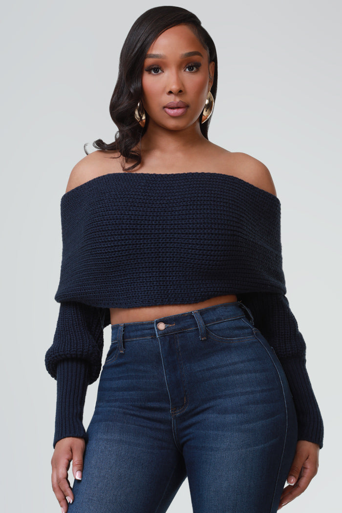 Multi Way Wrap Sweater - Navy Blue - Swank A Posh