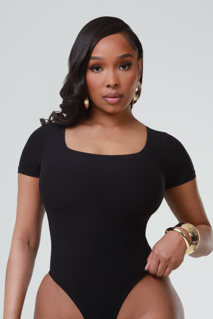 Square Up Short Sleeve Bodysuit - Black No.273 NKDS