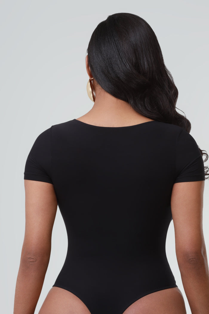 Square Up Short Sleeve Bodysuit - Black No.273 NKDS