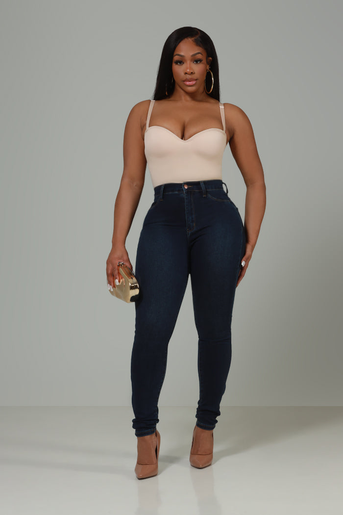 Peach Me High Rise Butt Lifting Skinny Jeans - Dark Wash - Swank A Posh