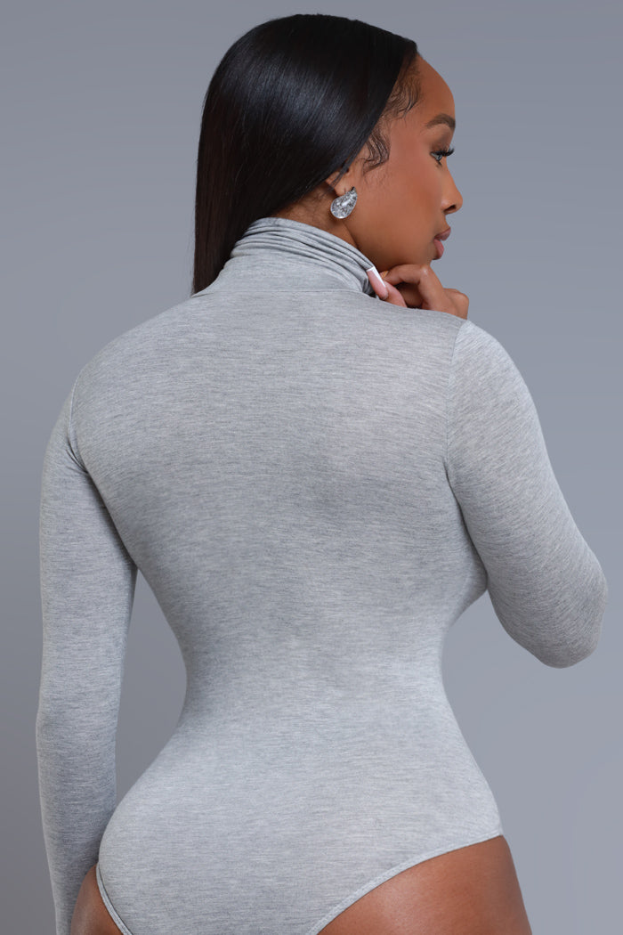 Maneater Turtleneck Bodysuit - Heather Grey - Swank A Posh
