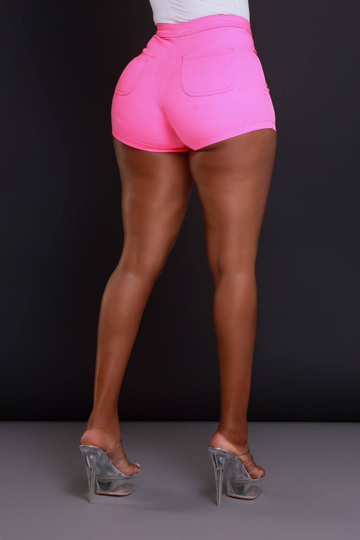 
              Super Swank High Waist Stretchy Shorts - Neon Pink - Swank A Posh
            
