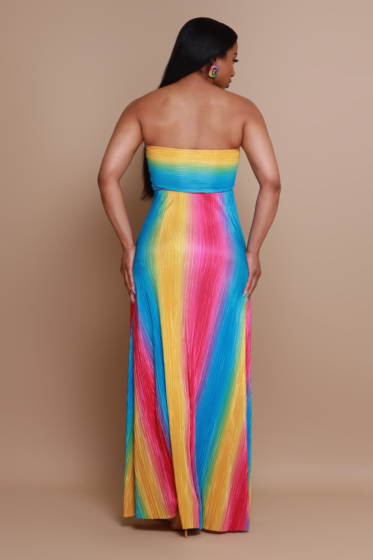 
              Express It Halter Maxi Dress - Rainbow - Swank A Posh
            