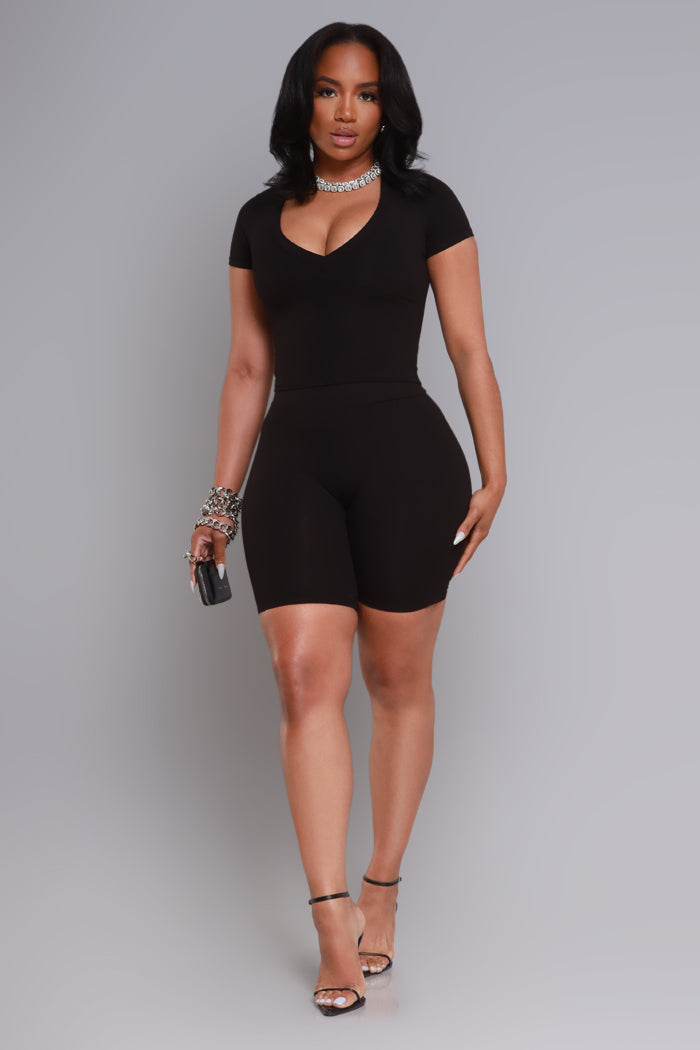 Make Room Cellulite Deleter V-Neck Cropped T-Shirt - Black - Swank A Posh
