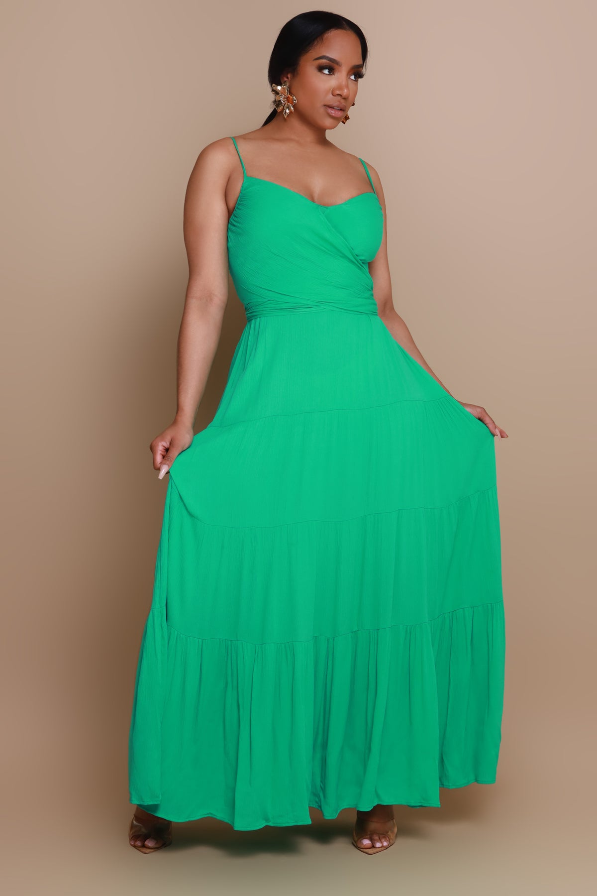 
              Green Thumb Tiered Maxi Dress - Green - Swank A Posh
            