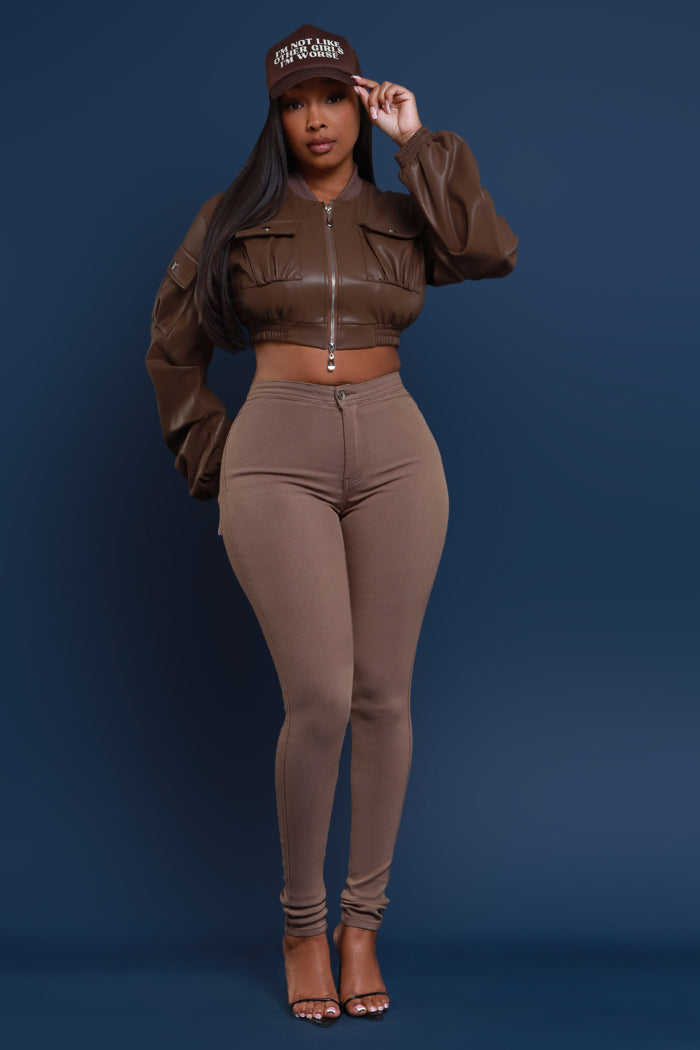 Super Swank High Waist Stretchy Jeans - Moss - Swank A Posh