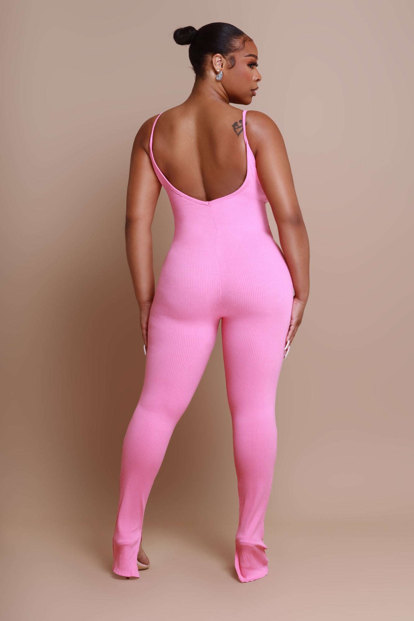 Best Spot Cellulite Deleter Open Back Jumpsuit - Pink - Swank A Posh
