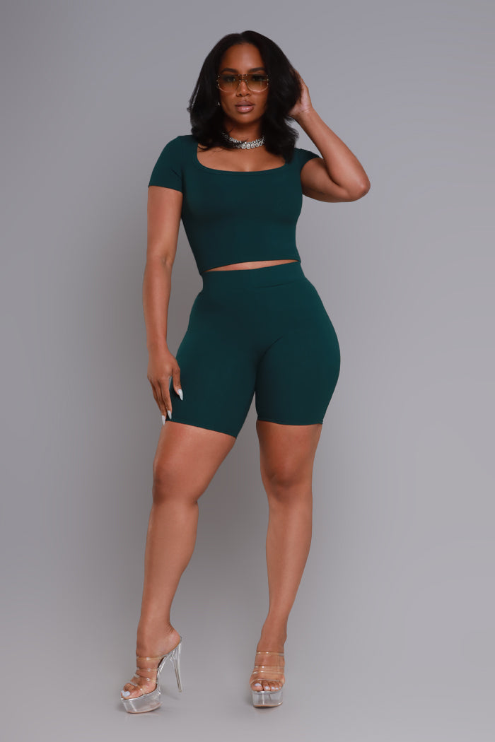 Past Life Cellulite Deleter Cropped T-Shirt - Hunter Green - Swank A Posh