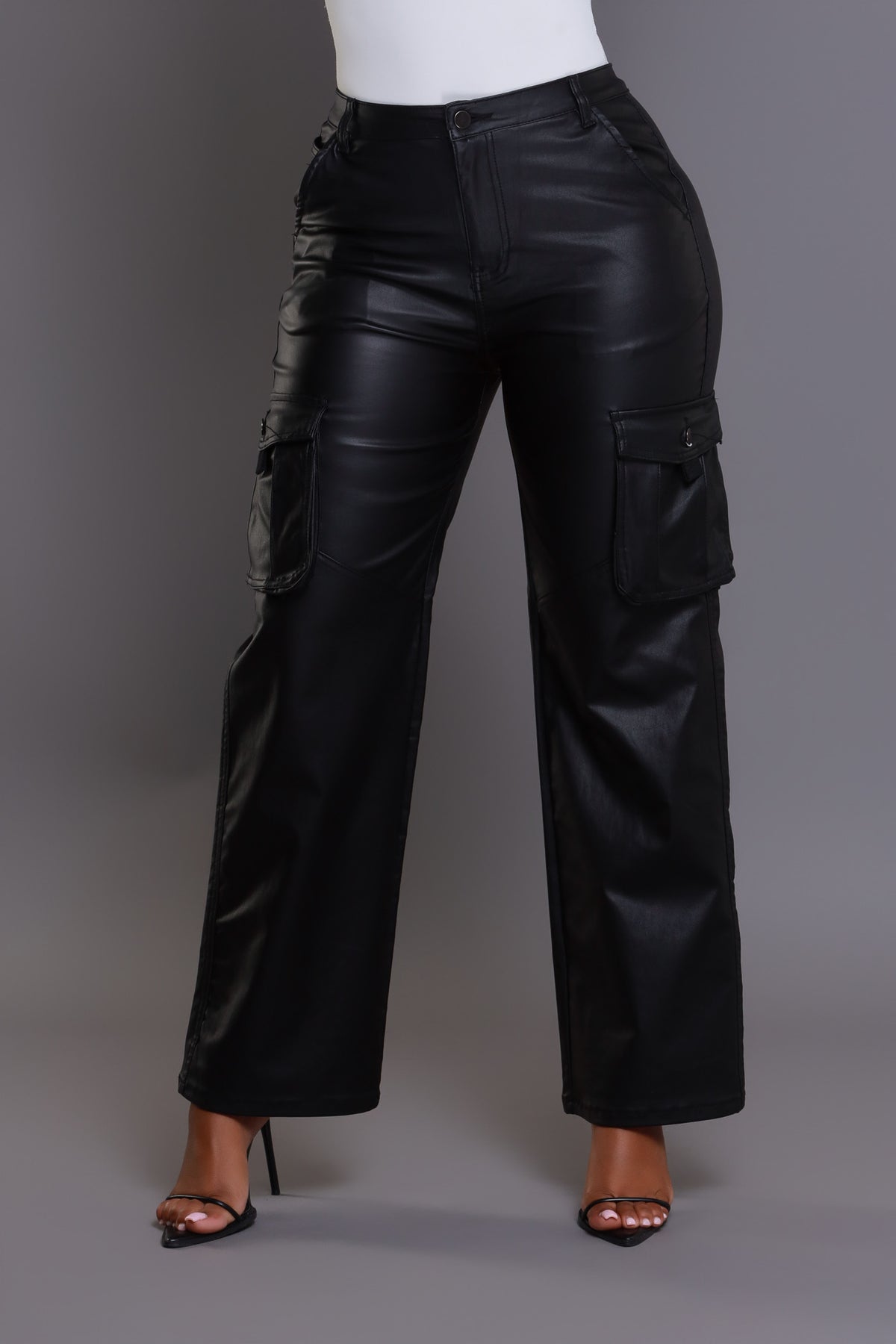 
              Call The Shots Faux Leather Cargo Pants - Black - Swank A Posh
            
