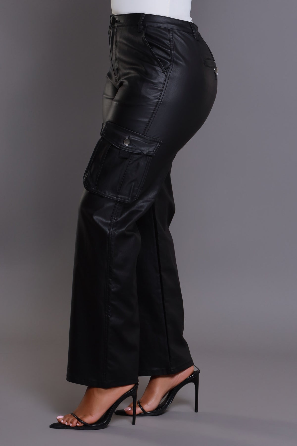 
              Call The Shots Faux Leather Cargo Pants - Black - Swank A Posh
            