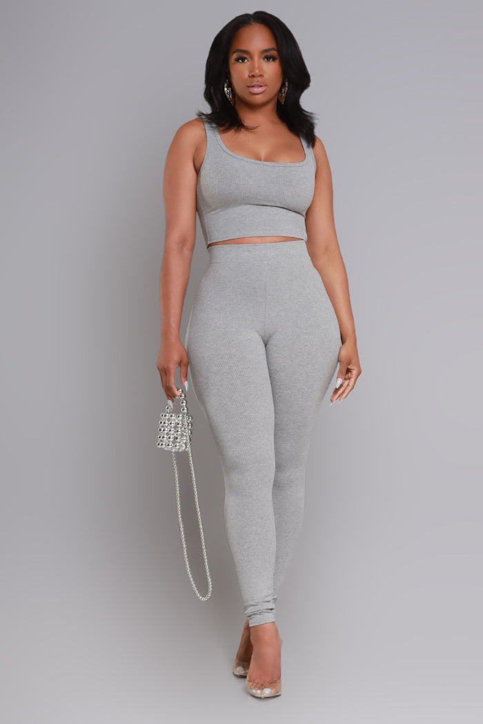 Make Sure Cellulite Deleter Cropped Tank Top - Heather Grey - Swank A Posh