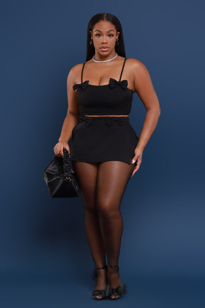 Melody Bow Tie Crop Top - Black - Swank A Posh