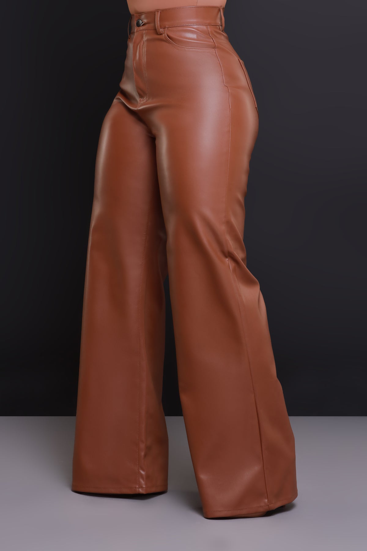 
              Offline Faux Leather Bootcut Pants - Caramel
            