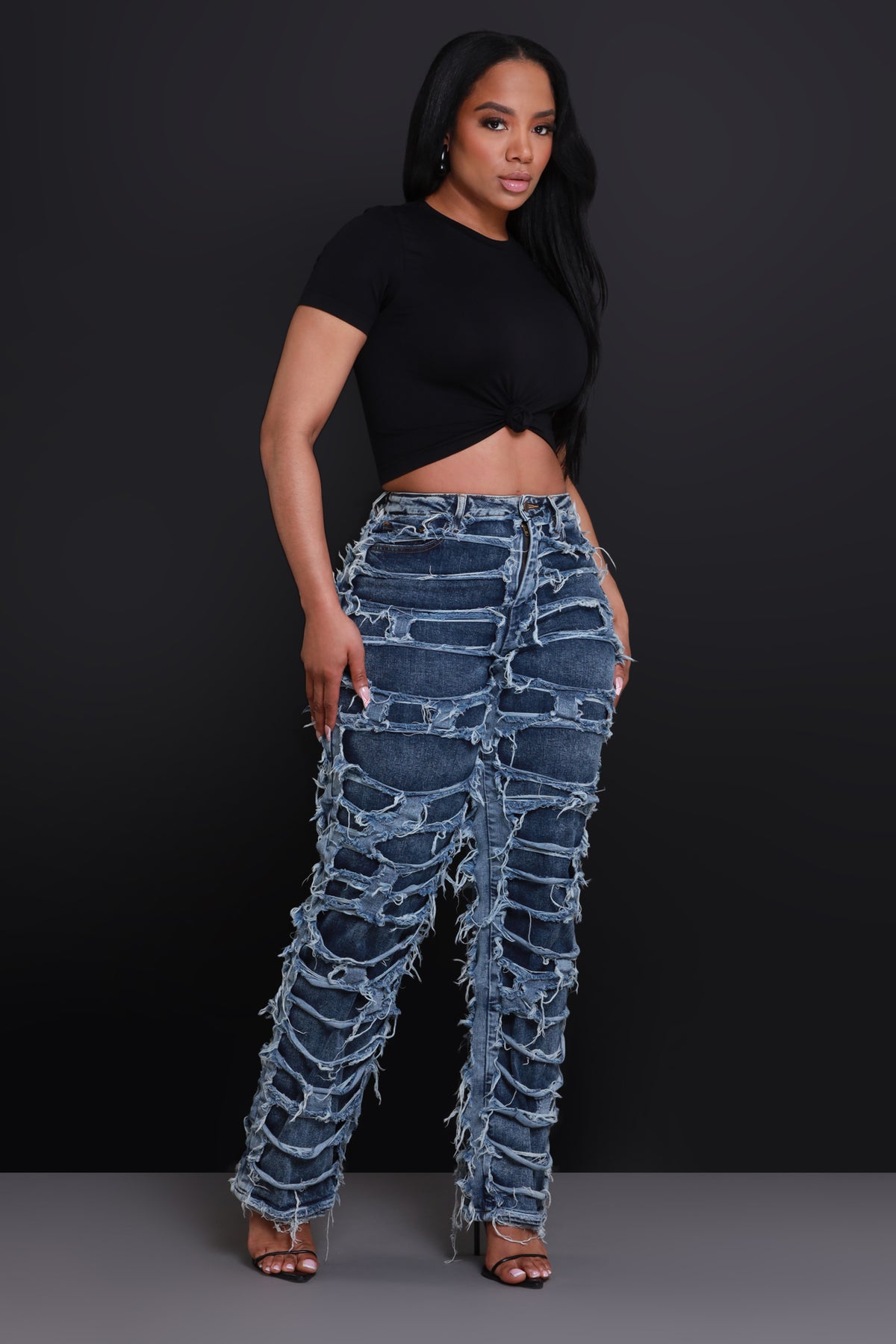 
              Fight Back High Rise Distressed Jeans - Dark Wash - Swank A Posh
            