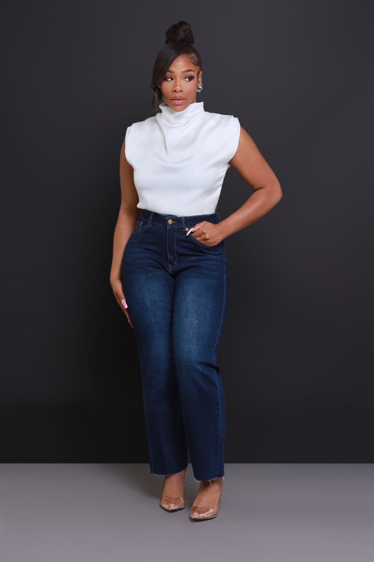 
              Tune Up High Rise Cropped Jeans - Dark Wash - Swank A Posh
            