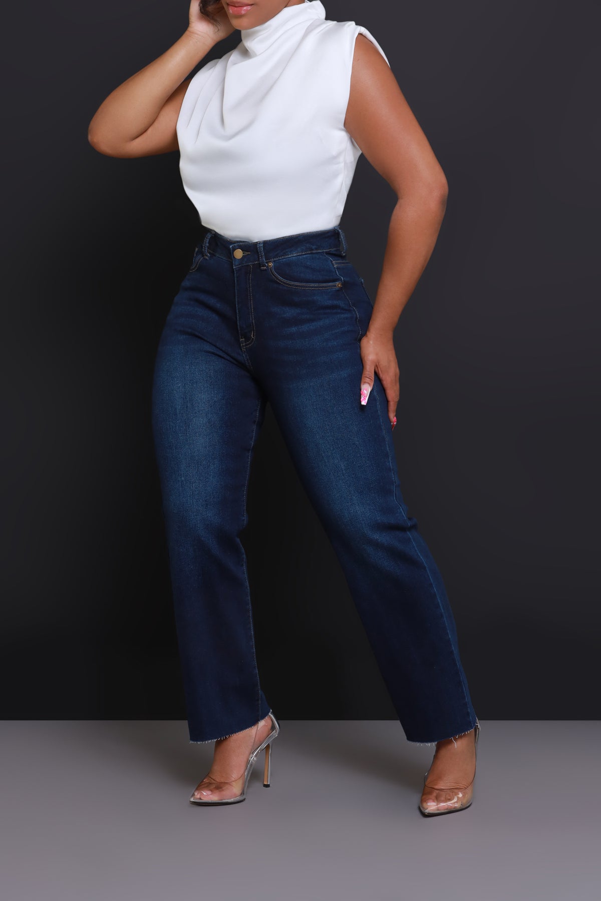 
              Tune Up High Rise Cropped Jeans - Dark Wash - Swank A Posh
            