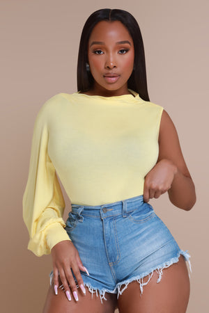 yellow one sleeve top