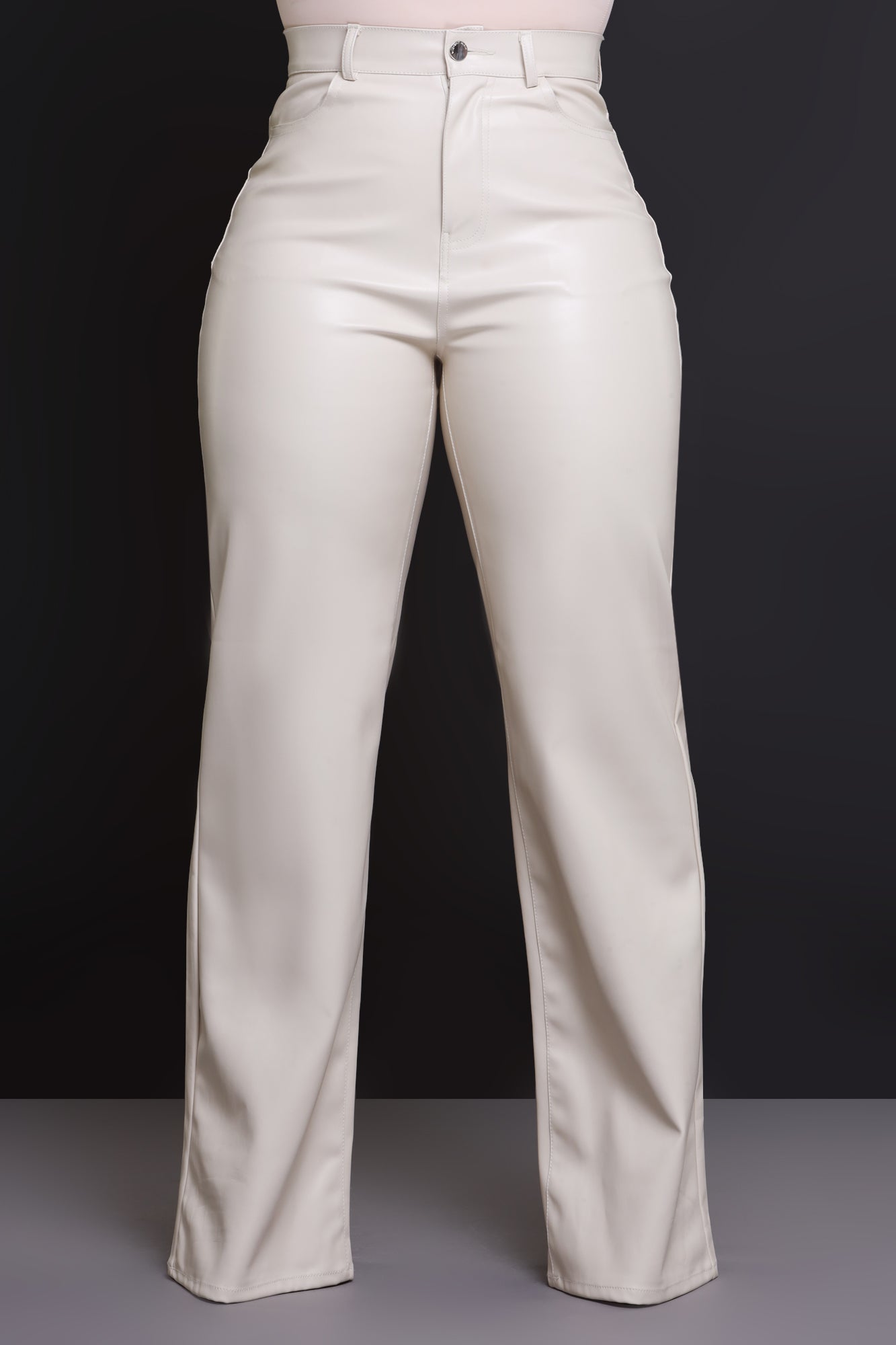 Offline Faux Leather Bootcut Pants - Cream - Swank A Posh