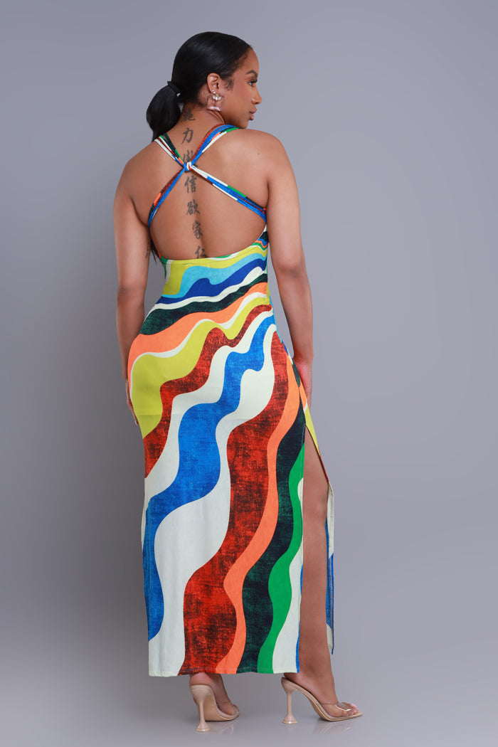 
              Untamed Abstract Print Maxi Dress - Multicolor - Swank A Posh
            
