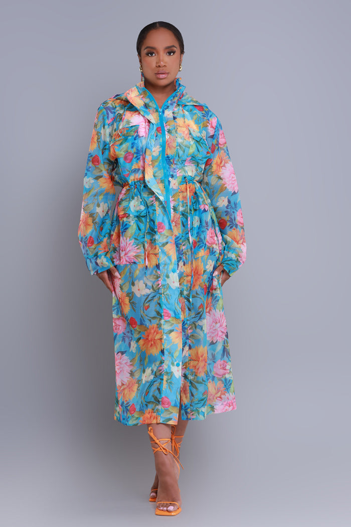 
              Blooming Hearts Oversized Floral Hooded Longline Jacket - Blue Multicolor - Swank A Posh
            